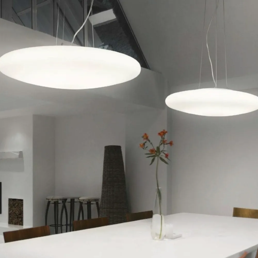 Lampadari Cucina-Ideal Lux Lampadario smarties sp3 d42 per cucina moderna vetro bianco