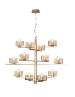Lampadari Moderni-Ondaluce Lampadario so figaro 12 luci oro vetri ambra per salone