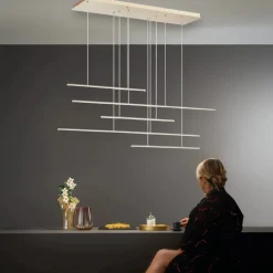 Lampadari Moderni-Ondaluce Lampadario so genius 50 oro design moderno per soggiorno