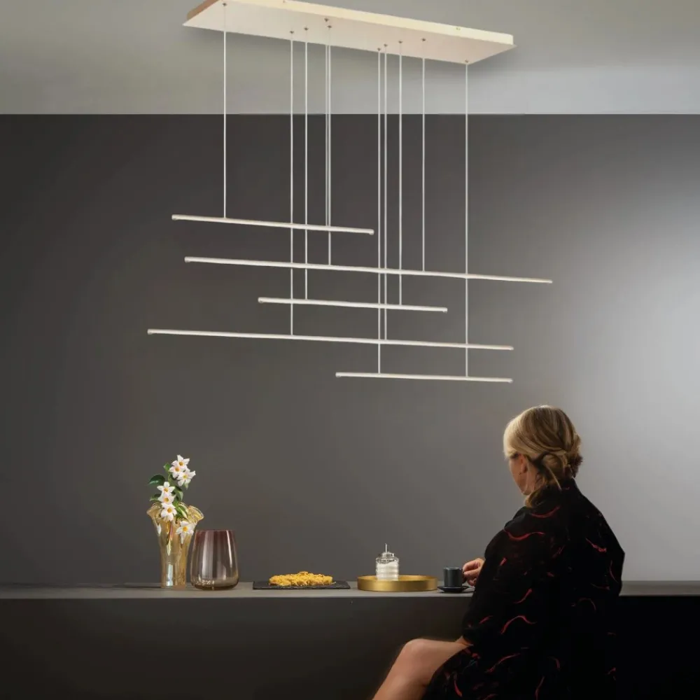 Lampadari Moderni-Ondaluce Lampadario so genius 50 oro design moderno per soggiorno
