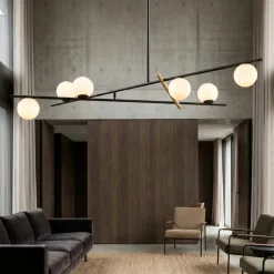 Lampadari Moderni-Miloox Lampadario soggiorno moderno nero oro sfere vetro kika