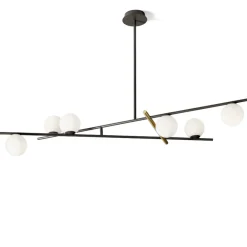Lampadari Moderni-Miloox Lampadario soggiorno moderno nero oro sfere vetro kika