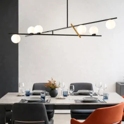 Lampadari Moderni-Miloox Lampadario soggiorno moderno nero oro sfere vetro kika