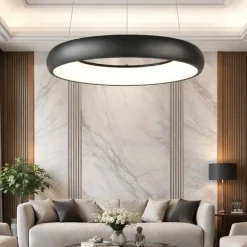 Lampadari Moderni-Selezionato da Mazzolaluce Lampadario sospensione anello nero 46cm led 2300k 3000k 4000k dimmerabile