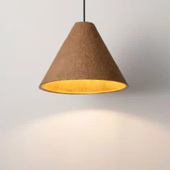 Lampadari Moderni-Selezionato da Mazzolaluce Lampadario sospensione cono 30cm di carta pesta rovere grezzo