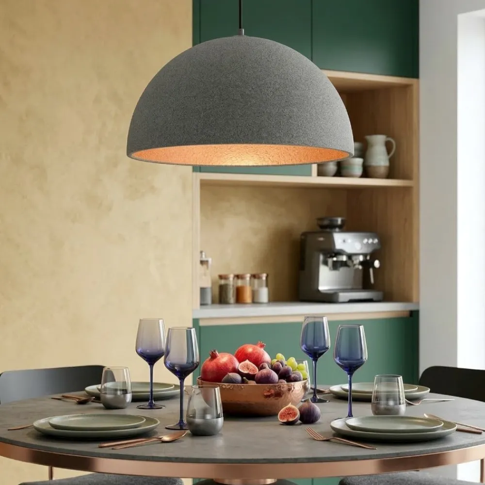 Lampadari Cucina-Selezionato da Mazzolaluce Lampadario sospensione cupola 60cm effetto pietra grigio per cucina