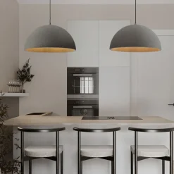 Lampadari Cucina-Selezionato da Mazzolaluce Lampadario sospensione cupola 60cm effetto pietra grigio per cucina