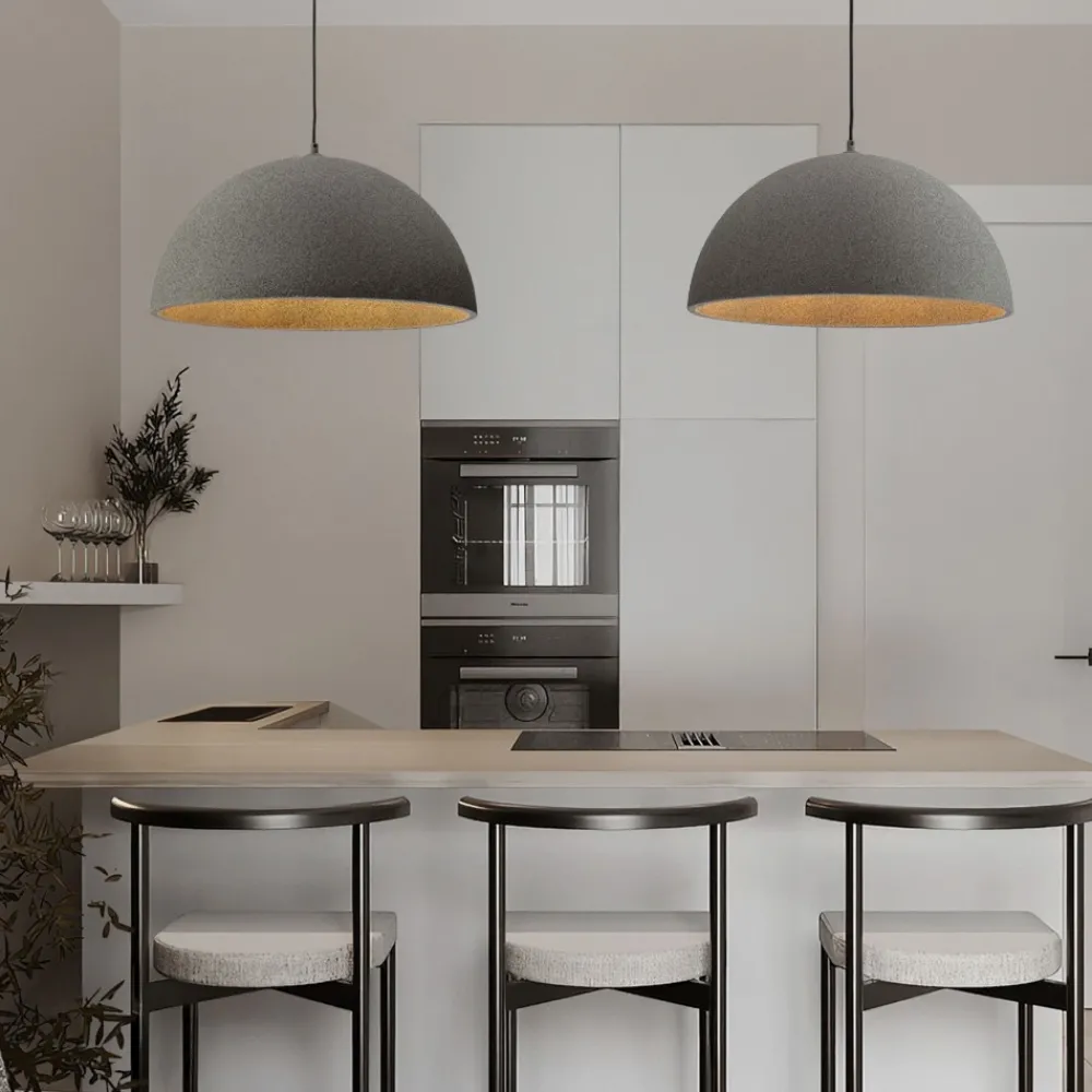 Lampadari Cucina-Selezionato da Mazzolaluce Lampadario sospensione cupola 60cm effetto pietra grigio per cucina