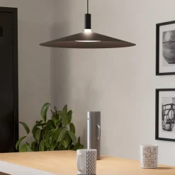 Lampadari Cucina-Eglo Lampadario sospensione conomavilla-z per cucina nero led rgb 2700k a 6500k controllo remoto app