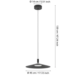 Lampadari Cucina-Eglo Lampadario sospensione conomavilla-z per cucina nero led rgb 2700k a 6500k controllo remoto app