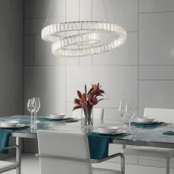 Lampadari Moderni-Selezionato da Mazzolaluce Lampadario spirale cristallo cromo per salotto led 50w 3500k