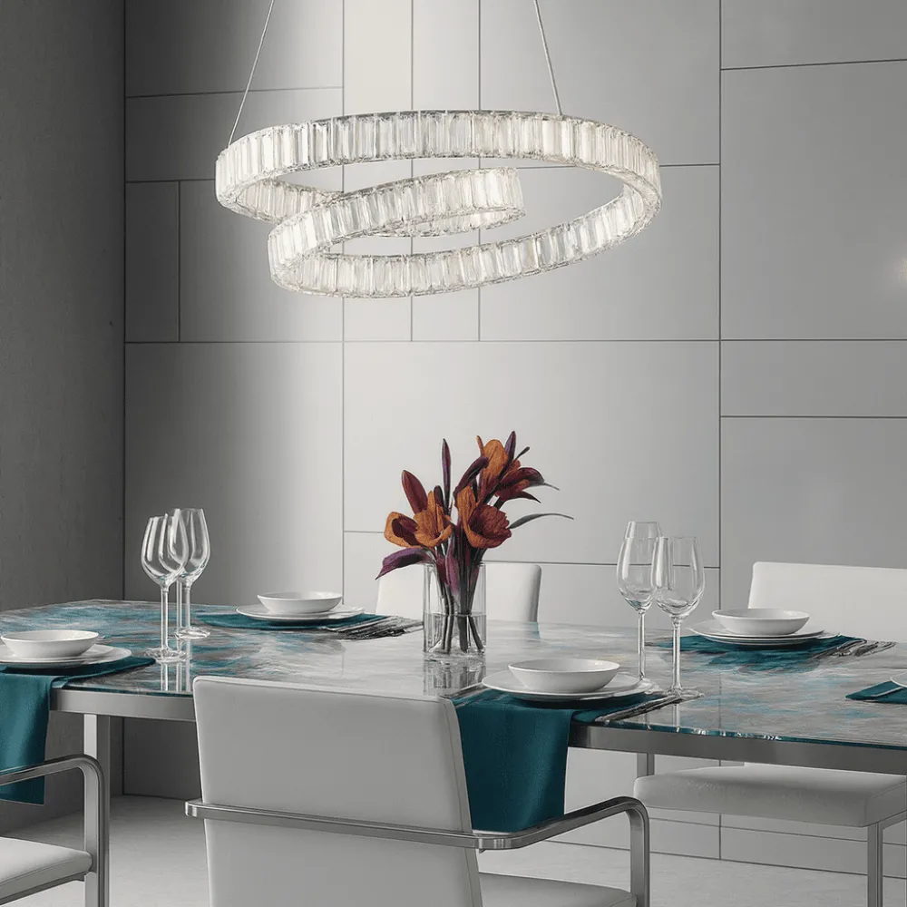 Lampadari Moderni-Selezionato da Mazzolaluce Lampadario spirale cristallo cromo per salotto led 50w 3500k