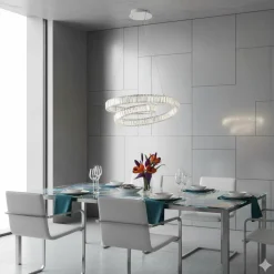 Lampadari Moderni-Selezionato da Mazzolaluce Lampadario spirale cristallo cromo per salotto led 50w 3500k