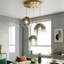 Lampadari Moderni-Top Light Lampadario struttura oro 3 sfere di vetro bronzo per soggiorno