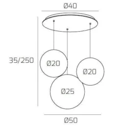 Lampadari Moderni-Top Light Lampadario struttura oro 3 sfere di vetro bronzo per soggiorno