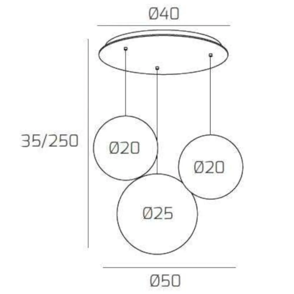 Lampadari Moderni-Top Light Lampadario struttura oro 3 sfere di vetro bronzo per soggiorno