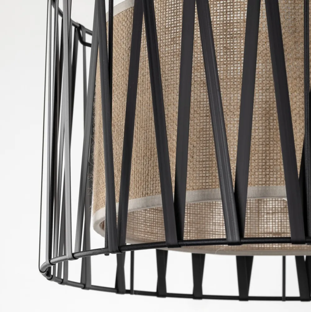 Lampadario Camera Da Letto-Selezionato da Mazzolaluce Lampadario tessuto nero design moderno cilindro per camera da letto