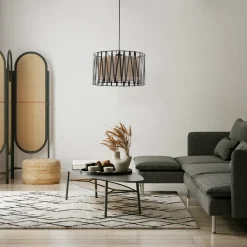 Lampadario Camera Da Letto-Selezionato da Mazzolaluce Lampadario tessuto nero design moderno cilindro per camera da letto