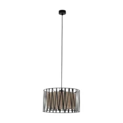 Lampadario Camera Da Letto-Selezionato da Mazzolaluce Lampadario tessuto nero design moderno cilindro per camera da letto