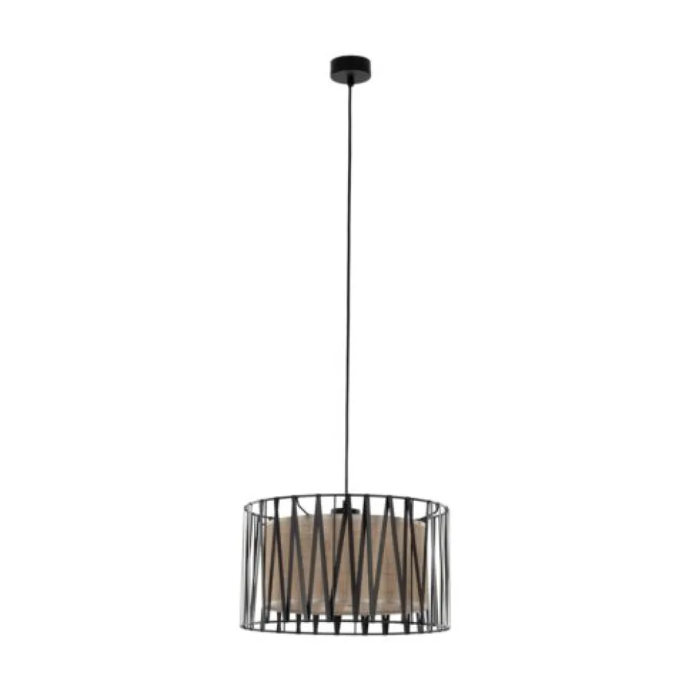Lampadario Camera Da Letto-Selezionato da Mazzolaluce Lampadario tessuto nero design moderno cilindro per camera da letto