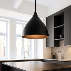 Lampadari Cucina-Selezionato da Mazzolaluce Lampadario topia cupola nera per sala da pranzo cucina