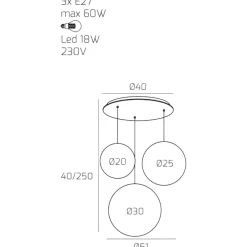Lampadari Moderni-Top Light Lampadario toplight per soggiorno moderno sfere bocce vetro multicolor