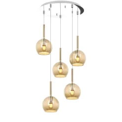 Lampadari Moderni-Top Light Lampadario vetri ambra per soggiorno moderno