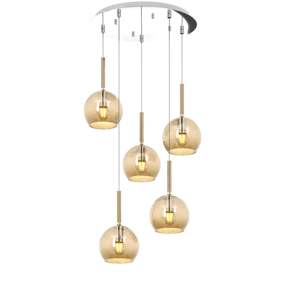 Lampadari Moderni-Top Light Lampadario vetri ambra per soggiorno moderno