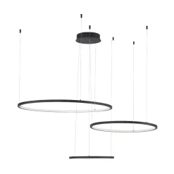 Lampadari Moderni-Selezionato da Mazzolaluce Lampadario tre cerchi led 3000k nero dimmerabile per salone