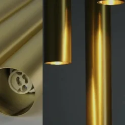 Lampadari Cucina-Selezionato da Mazzolaluce Lampadario tre cilindri grappolo oro per tavolo cucina