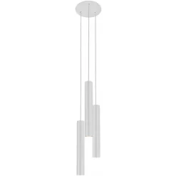 Lampadari Moderni-Selezionato da Mazzolaluce Lampadario tre luci cilindri bianchi grappolo a cascata