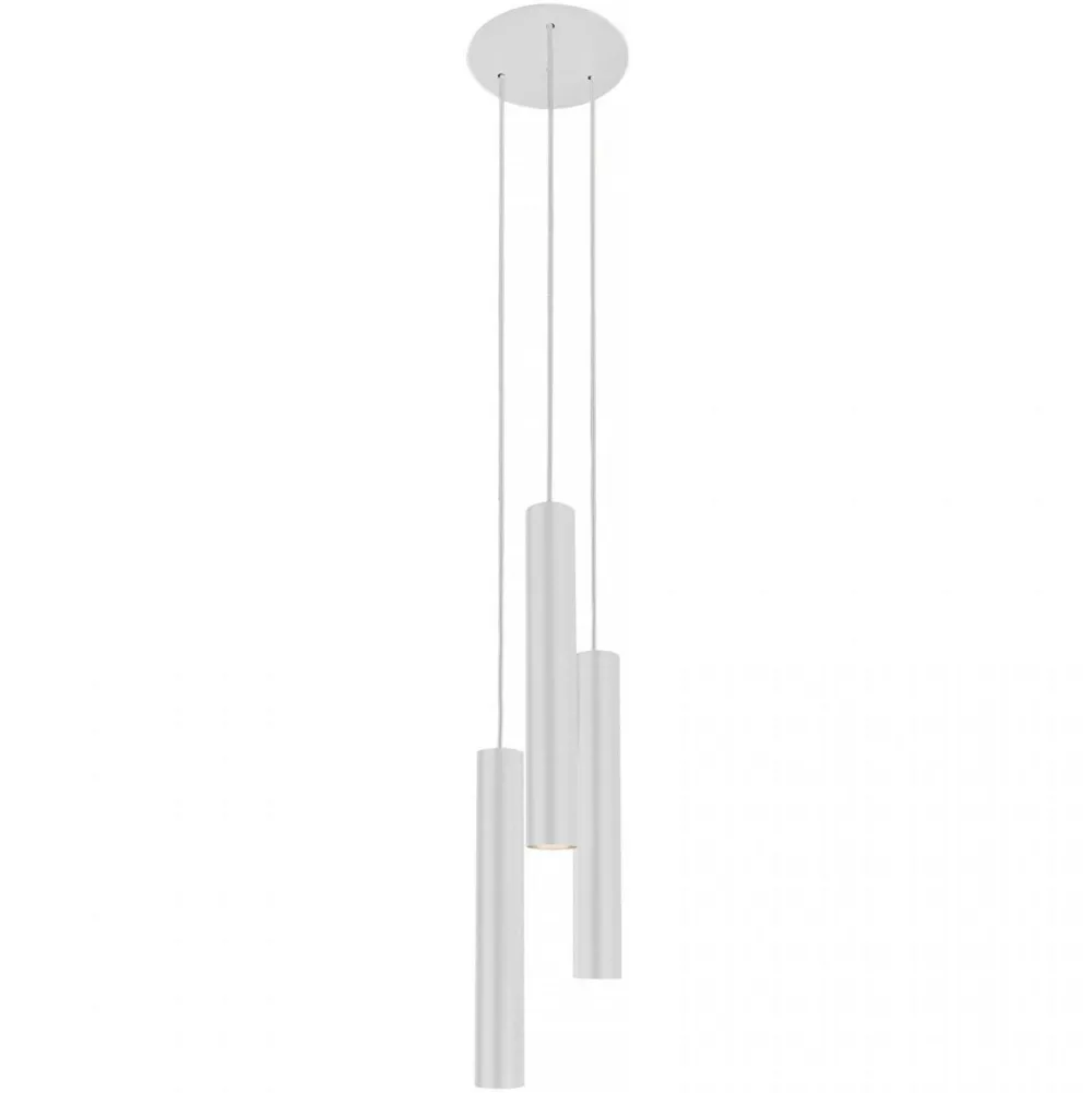 Lampadari Moderni-Selezionato da Mazzolaluce Lampadario tre luci cilindri bianchi grappolo a cascata