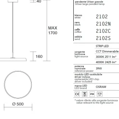 Lampadari Cucina-IsyLuce Lampadario urban nero per cucina led 39w dimmerabile