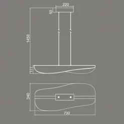 Lampadari Moderni-Selezionato da Mazzolaluce Lampadario vela moderna led 40w 3000k per tavolo da soggiorno