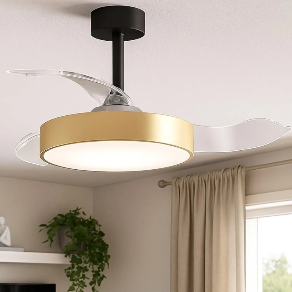 Ventilatori Da Soffitto-Selezionato da Mazzolaluce Lampadario ventilatore con pale da soffitto nero oro con luce 20mq telecomando