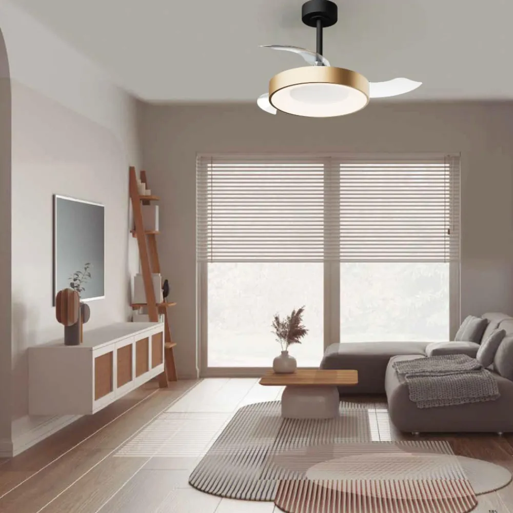 Ventilatori Da Soffitto-Selezionato da Mazzolaluce Lampadario ventilatore con pale da soffitto nero oro con luce 20mq telecomando