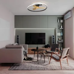 Ventilatori Da Soffitto-Selezionato da Mazzolaluce Lampadario ventilatore con pale nero moderno con luce silenzioso 20mq con telecomando