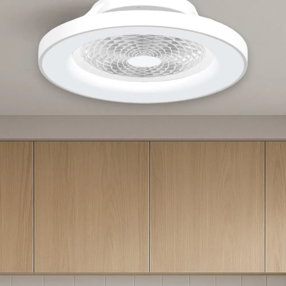 Ventilatori Da Soffitto-Selezionato da Mazzolaluce Lampadario ventilatore con pale moderno da soffitto bianco 18mq con telecomando