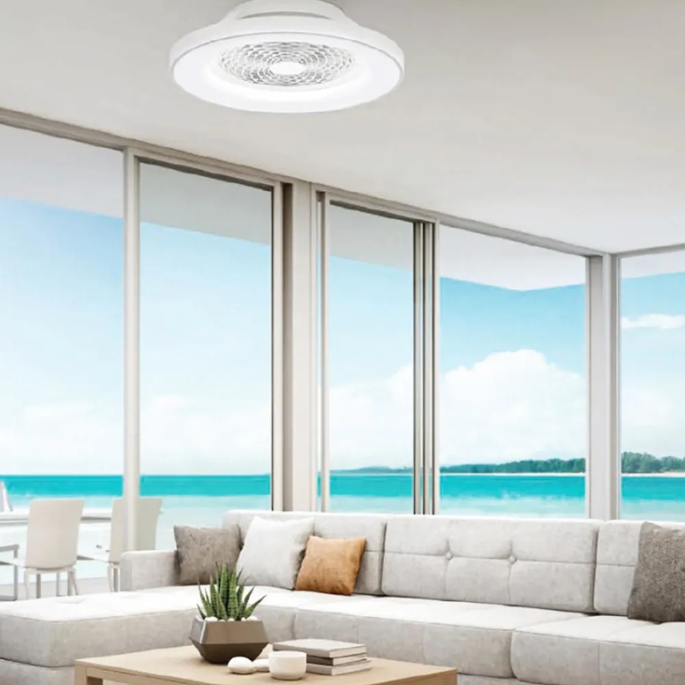 Ventilatori Da Soffitto-Selezionato da Mazzolaluce Lampadario ventilatore con pale moderno da soffitto bianco 18mq con telecomando