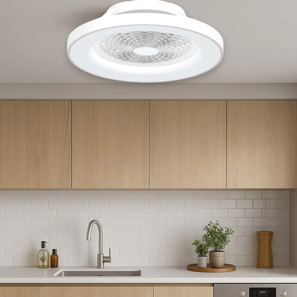 Ventilatori Da Soffitto-Selezionato da Mazzolaluce Lampadario ventilatore con pale moderno da soffitto bianco 18mq con telecomando
