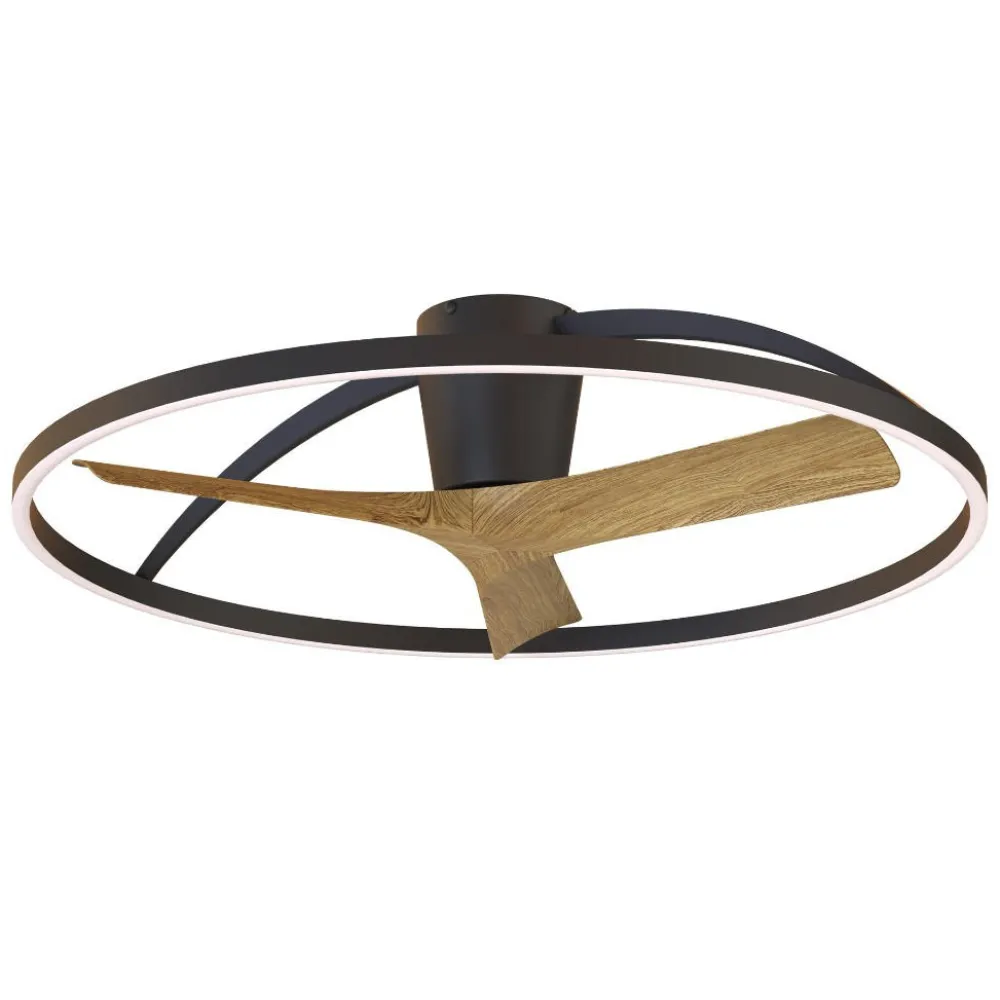 Ventilatori Da Soffitto-Selezionato da Mazzolaluce Lampadario ventilatore con pale moderno nero legno luce led cct max 13mq