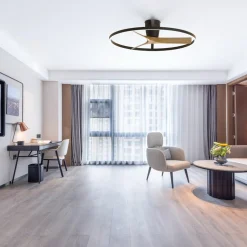 Ventilatori Da Soffitto-Selezionato da Mazzolaluce Lampadario ventilatore con pale moderno nero legno luce led cct max 13mq