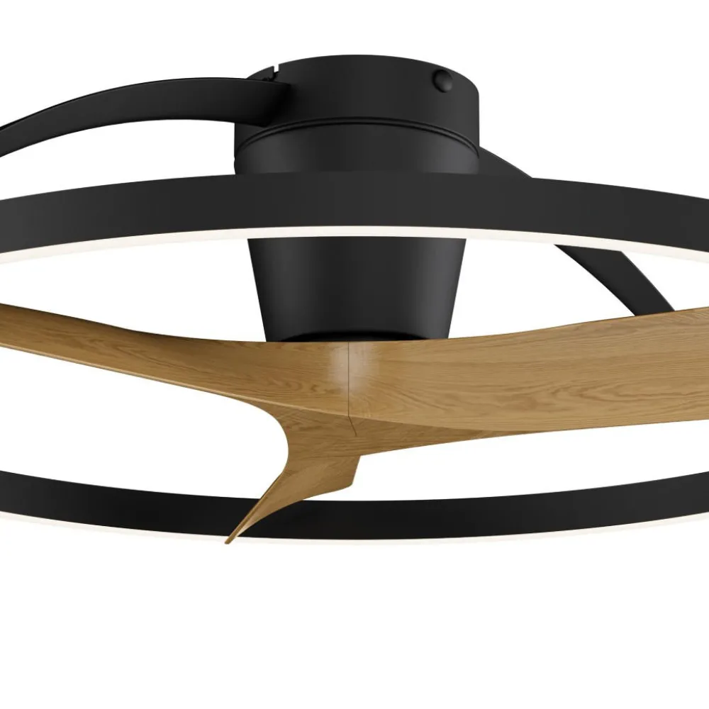 Ventilatori Da Soffitto-Selezionato da Mazzolaluce Lampadario ventilatore con pale moderno nero legno luce led cct max 13mq