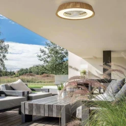 Ventilatori Da Soffitto-Selezionato da Mazzolaluce Lampadario ventilatore con pale per esterno ip44 lec cct con telecomando motore dc