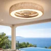 Ventilatori Da Soffitto-Selezionato da Mazzolaluce Lampadario ventilatore con pale ip44 per esterno led cct dimmerabile 13mq