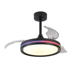 Ventilatori Da Soffitto-Selezionato da Mazzolaluce Lampadario ventilatore con pale nero moderno led rgb wifi 13mq con telecomando