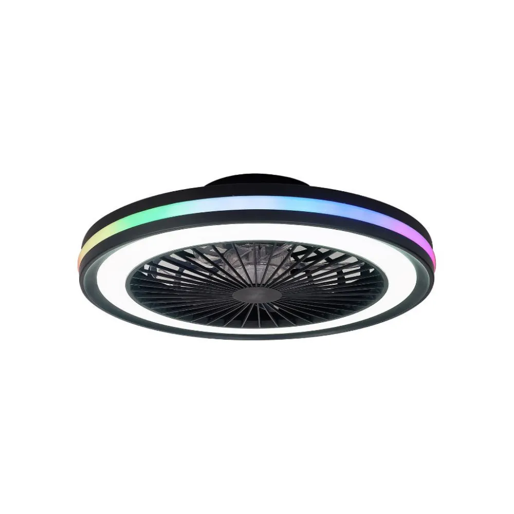 Ventilatori Da Soffitto-Selezionato da Mazzolaluce Lampadario ventilatore con pale nero design led cct rgb per cameretta 13mq