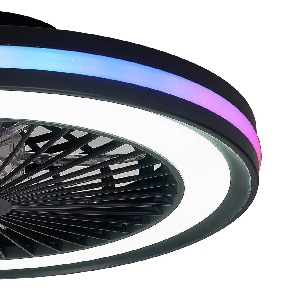Ventilatori Da Soffitto-Selezionato da Mazzolaluce Lampadario ventilatore con pale nero design led cct rgb per cameretta 13mq