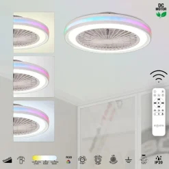 Ventilatori Da Soffitto-Selezionato da Mazzolaluce Lampadario ventilatore moderno bianco per cameretta led cct rgb 13mq