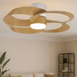 Ventilatori Da Soffitto-Selezionato da Mazzolaluce Lampadario ventilatore 13mq effetto legno con luce telecomando